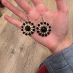 Charming Charlie  Gold and Black Diamond Dangle Earrings Photo 0