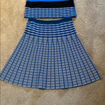 Per Se  2 Piece Matching Set Pull On Skirt & Tank Top Stretchy Blue Black Geo M Photo 1