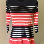 Banana Republic Navy Blue, Pink and White Striped Sweater Photo 0