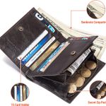 Chain Wallet for Men, Genuine Leather Bifold Wallets Rfid Blocking Men Purse with Zipper Coin Pocket (Coffee) Photo 2