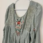 Free People Mohave Floral Embroidered Long-Sleeve Dress Size Large Sage Green Photo 7