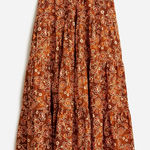 J.Crew  Tiered Pull-On Maxi Skirt | Organic Cotton Vintage Floral Print Medium Photo 0