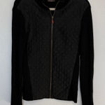 J. McLaughlin  Quilted Silk Zip Front Jacket Mock Neck Knit Cotton Black M Photo 0