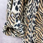 Jordan  Animal Print Blouse Womens‎ Medium Mobwife Retro Safari Classic Roll Tab Photo 4
