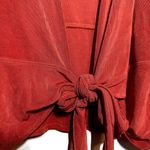 Chico's  Travelers Cardigan Sweater Long Sleeve Open Tie Front Slinky Knit Red XL Photo 2