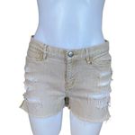Ralph Lauren neutral cream women's size 6 ripped denim jean shorts button zip Photo 0