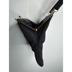 Vintage 1940s Ingber Black Fabric Evening Bag w/ Bow Handle & Gold Frame Photo 8