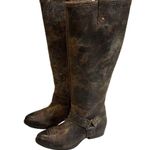 Diba True Brown Distressed Leather Flower Child Harness Riding Boots Photo 6