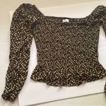 Hollister off the shoulder smock black floral boho peasant blouse, size large Photo 1