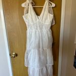 Lulus White Tie Strap Dot Bustier Midi Dress Photo 1