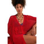 Free People NWT  Women’s Red Crochet Button Front Duster Photo 2