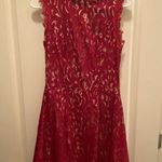 Alya Red Fit and Flare Lace Dress Photo 0