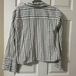 Elizabeth and James  Wide Cuff Striped Button Down White Gray Striped Shirt Large Photo 1