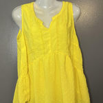 Merona  Shirt Womens XL Yellow Sleeveless Swiss Dot Peplum Babydoll Split Neck Photo 0