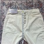 Mango NWT 328 Bonnie Straight Leg Jeans with Buttons Cropped High Rise Cream 6 Photo 10