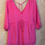 Mustard Seed Fuchsia V-Neck Mini Dress with Tie Photo 0