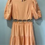Charlie Holiday Andrea Maxi Size 2 Apricot Orange puffed Sleeves Gold Hoops Photo 3
