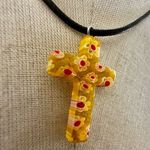Yellow millefiori cross pendant necklace Photo 1