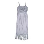 Gianni Bini NWT Fringe Wrap Midi Prima Dress Pebble Purple Flapper Nightlife S Photo 3