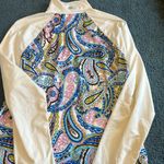 Athleta  1x white sleeves floral quarter zip lightweight stretchy bright cute Photo 4