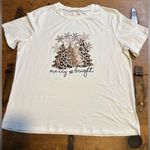 SheIn Woman’s Merry and Bright Leopard Print Christmas Tree T-Shirt Size XXL Photo 3