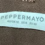 Peppermayo Brown High Rise Straight Pleated Career Wide Leg Dress Pants 8 Photo 3