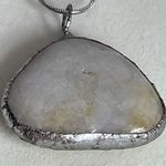 Artisan  made raw white Quartz pendant on silver 20” chain. Photo 2
