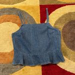 American Eagle Outfitters Denim Top Crop Top Peplum Spaghetti Straps Western S Photo 0