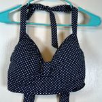 Lands' End Plus Size  Navy Polka Dot White Halter Swimsuit Top Size 16 EUC #1891 Photo 1