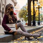 Sam Edelman Kent Over the Knee OTK Grey Faux Suede Heeled Boots Size 6 Photo 0