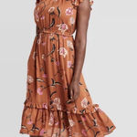 Universal Threads Universal Thread Rust and Pink Floral Midi Dress w/ pockets Photo 0