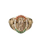 Lady of Guadalupe Virgin Mary With Round Cut Cubic Zirconia Ring size 8 Gold Photo 0
