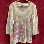 Westbound B03-Women's Woman Blouse, 1X, Beige & Pink VTG vintage Photo 0