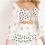 For Love & Lemons  Lucia Smocked Tie Long Sleeve Crop Top NWT Size XL Photo 2
