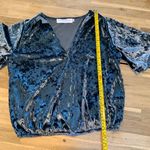 Nectar Clothing Blue Velour Faux Wrap Bell Sleeve Top S Photo 3