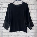 EXPRESS  Black 3/4 Sleeve Blouse with Satin Detail Size Medium Photo 0