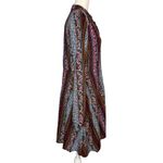 Natural Life  M Ansley Boho Tunic Silky Shirt Dress Stripe Button Front Photo 4