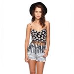 LA Hearts Black Daisy Crop Top PacSun L.A. Hearts Fringe Size Small Photo 1