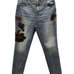 Chico's Womens Jeans Size 10R Or 1.5 Velvet Dark Floral Embroidery Whimsy Photo 0