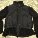 James Perse Yosemite Mixed Media Sherpa Jacket Puffer Fleece Medium Black Chic Photo 10