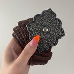 Fossil Western Boho Indie Brown Genuine Braided Leather Statement Buckle Belt Photo 0