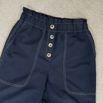 ZARA Slouchy Paper Bag High Waist Crop Pants Navy Blue XS Photo 4