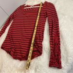 Free People  Coral Red Striped Shirt Size XS Photo 8