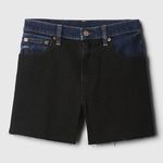 Gap  4" High Rise Girlfriend Denim‎ Shorts Raw Hem Blue Black Size 32 Photo 12