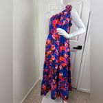 Pretty Garden Floral Maxi Dress in Blue and Red. #107 Size L Photo 1