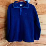 L.L.Bean VINTAGE BLUE  QUARTER BUTTON UP EMBROIDERED LOGO FLEECE SWEATSHIRT PULLOVER  Photo 0