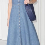& Other Stories & OTHER STORIES Fit and Flare Denim Dress Open Tie Back- Size 12 Photo 0