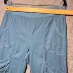 XCVI Wearables Linen Cotton Blend Wide Leg Cargo Cropped Pants Blue Size M Size M Photo 1