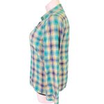 Duluth Trading Co Womens Shirt Top Plaid Button Down Collared Green Blue Large Photo 5