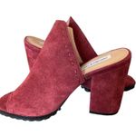 Chelsea and Violet Chelsea Violet Tess Suede Burgundy Mule Open Toe Block Heel size 8 Photo 8
